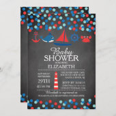 かわいい紙吹雪航海のボーイズベビーシャワー招待状 招待状 (正面/裏面)