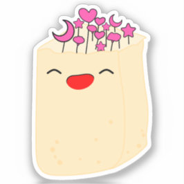 かわいい紙袋の自然の花のビニールステッカー シール