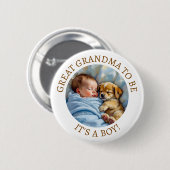 かわいい素晴らしおばあちゃん | 少年の赤ちゃんシャワー 缶バッジ (正面&裏面)