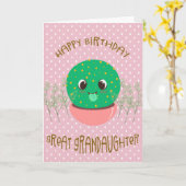 かわいい素晴らしサボテンの孫娘のための誕生日 カード (黄色い花)