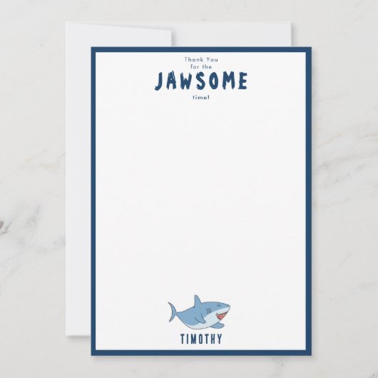 かわいい素晴らしホワイトシャーク海誕生会 サンキューカード (正面)