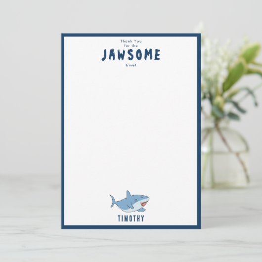 かわいい素晴らしホワイトシャーク海誕生会 サンキューカード (スタンド正面)
