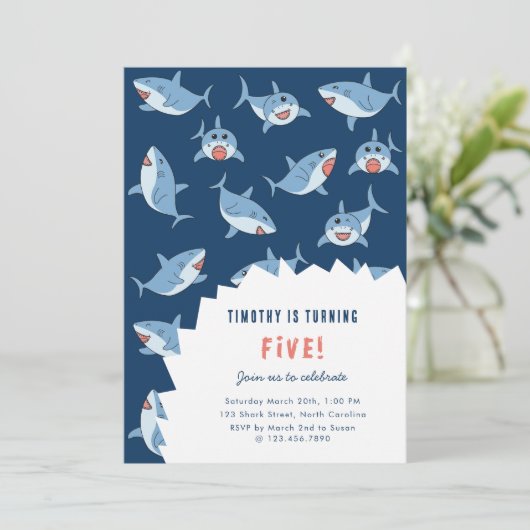 かわいい素晴らしホワイトシャーク海誕生会 招待状 (スタンド正面)