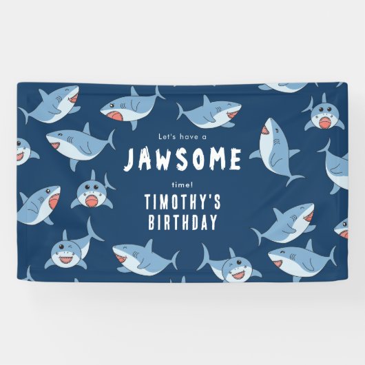 かわいい素晴らしホワイトシャーク海誕生会 横断幕 (横)
