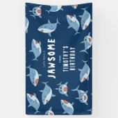 かわいい素晴らしホワイトシャーク海誕生会 横断幕 (縦)