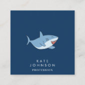 かわいい素晴らしホワイトシャーク海QRコード スクエア名刺 (正面)