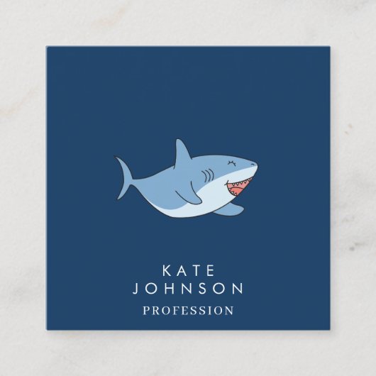 かわいい素晴らしホワイトシャーク海QRコード スクエア名刺 (正面)