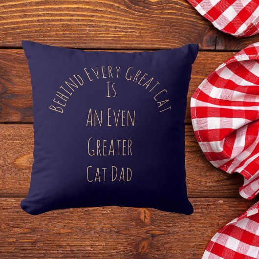 かわいい素晴らし猫パパ引用文ギフトネイビーブルーテンプレート クッション