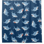 かわいい素晴らし白サメ海 シャワーカーテン (正面)