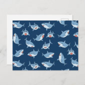 かわいい素晴らし白サメ海 シーズンポストカード (正面/裏面)