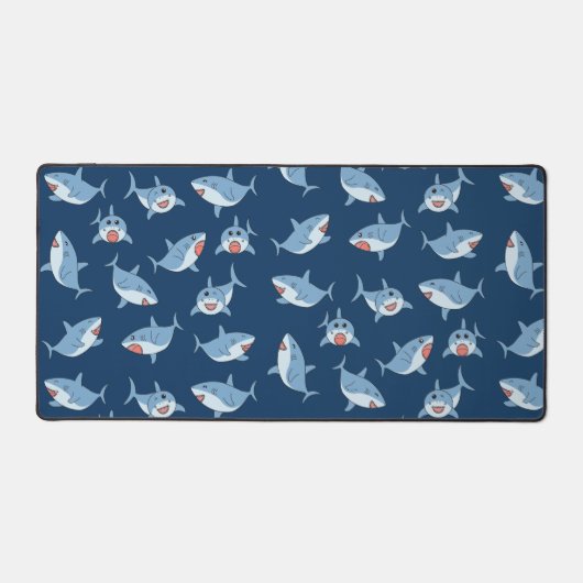 かわいい素晴らし白サメ海 デスクマット (正面)