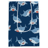 かわいい素晴らし白サメ海 ミディアムペーパーバッグ (裏面)