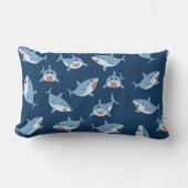 かわいい素晴らし白サメ海 ランバークッション (正面)