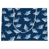 かわいい素晴らし白サメ海 ラージペーパーバッグ (正面)