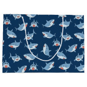 かわいい素晴らし白サメ海 ラージペーパーバッグ (裏面)