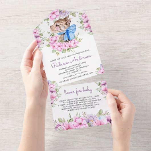 かわいい素朴かわいい小さな子猫の赤ちゃんシャワー オールインワン招待状 (貼ってはがせる)