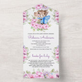 かわいい素朴かわいい小さな子猫の赤ちゃんシャワー オールインワン招待状 (内側)