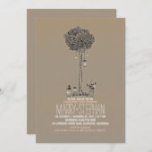 かわいい素朴な木とメイスンジャー婚約パーティ 招待状 (正面/裏面)