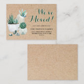 かわいい素朴な水彩画のサボテン引越しのお知らせ エンクロージャーカード (正面/裏面)