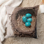 かわいい素朴な鳥の巣の青いロビンの卵 クッション (ブランケット)