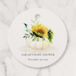 かわいい素朴ひまわりカボチャフローラベビーシャワー フェイバータグ