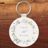 かわいい素朴イエローメドウフローラ結婚リース キーホルダー (正面)