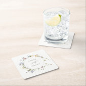 かわいい素朴イエローメドウフローラ結婚リース スクエアペーパーコースター (インサイチュ)