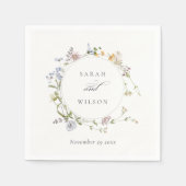 かわいい素朴イエローメドウフローラ結婚リース スタンダードカクテルナプキン (正面)