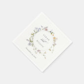 かわいい素朴イエローメドウフローラ結婚リース スタンダードカクテルナプキン (角)