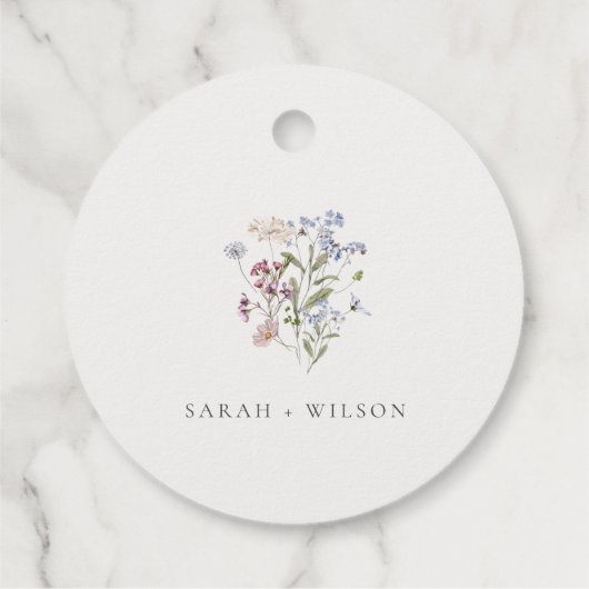 かわいい素朴イエローメドウフローラ結婚リース フェイバータグ (裏面)