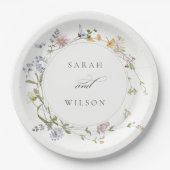 かわいい素朴イエローメドウフローラ結婚リース ペーパープレート (正面)