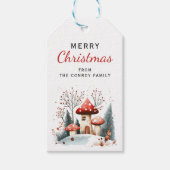 かわいい素朴ウィンターウッドラパーソナライズされたンド ギフトタグ (正面)