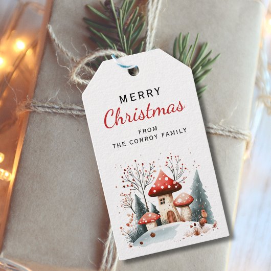 かわいい素朴ウィンターウッドラパーソナライズされたンド ギフトタグ
