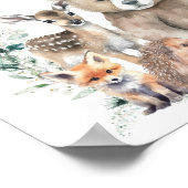 かわいい素朴ウッドランド動物の赤ちゃんシャワー ポスター (角)