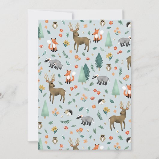かわいい素朴ウッドランド動物の赤ちゃんシャワー 招待状 (裏面)
