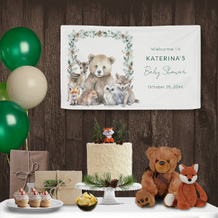 かわいい素朴ウッドランド動物の赤ちゃんシャワー 横断幕