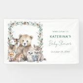 かわいい素朴ウッドランド動物の赤ちゃんシャワー 横断幕 (横)