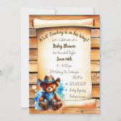 かわいい素朴カウボーイテディベア少年の赤ちゃんシャワー 招待状 (正面)