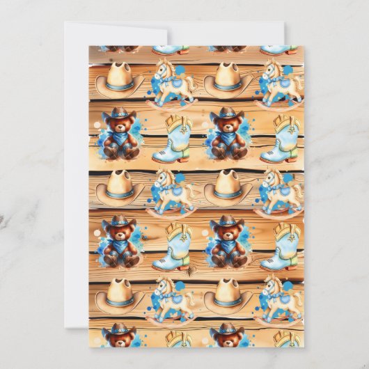 かわいい素朴カウボーイテディベア少年の赤ちゃんシャワー 招待状 (裏面)