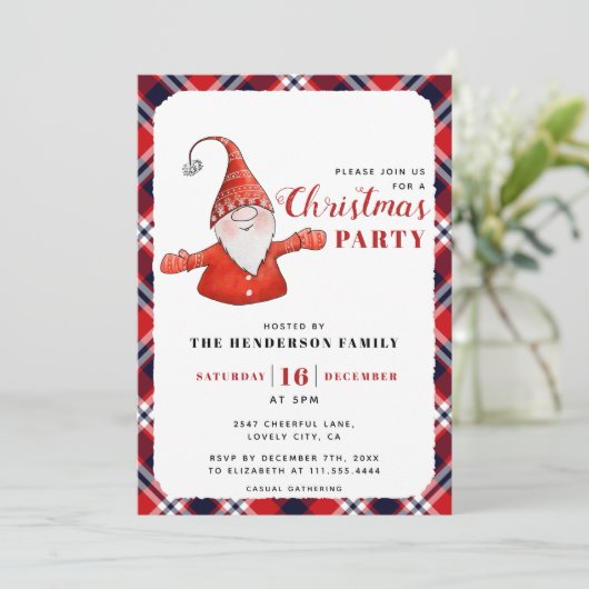かわいい素朴クリスマスのパーティー 招待状 (スタンド正面)