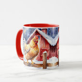 かわいい素朴クリスマスチキン マグカップ (正面左)