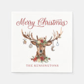 かわいい素朴クリスマストナカイオーナメント スタンダードカクテルナプキン (正面)