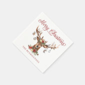 かわいい素朴クリスマストナカイオーナメント スタンダードカクテルナプキン (角)