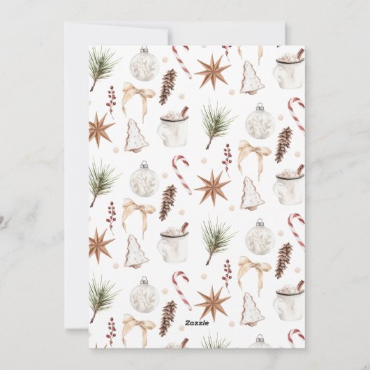 かわいい素朴クリスマスパターン写真 シーズンカード (裏面)