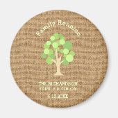 かわいい素朴グリーンツリーアンドバーラップファミリー懇親会 マグネット (正面)