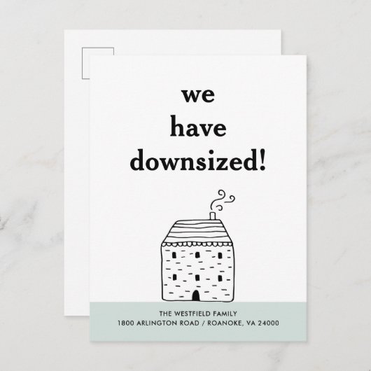 かわいい素朴コテージダウンサイズ新しいホームムービング 案内ポストカード (正面/裏面)