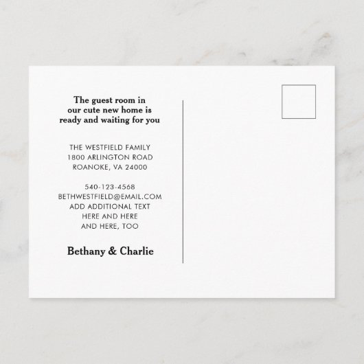 かわいい素朴コテージダウンサイズ新しいホームムービング 案内ポストカード (裏面)