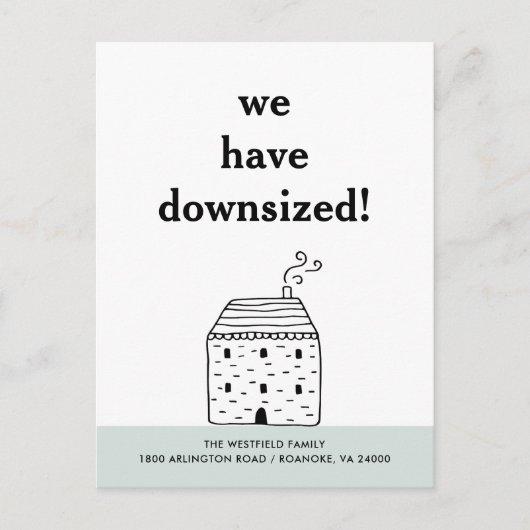 かわいい素朴コテージダウンサイズ新しいホームムービング 案内ポストカード (正面)