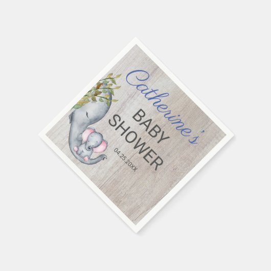 かわいい素朴ジューンエレファントボーイ赤ちゃんシャワー スタンダードカクテルナプキン (角)