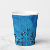 かわいい素朴ブルーフローラ名前をカスタムするベビーシャワー 紙コップ (裏面)